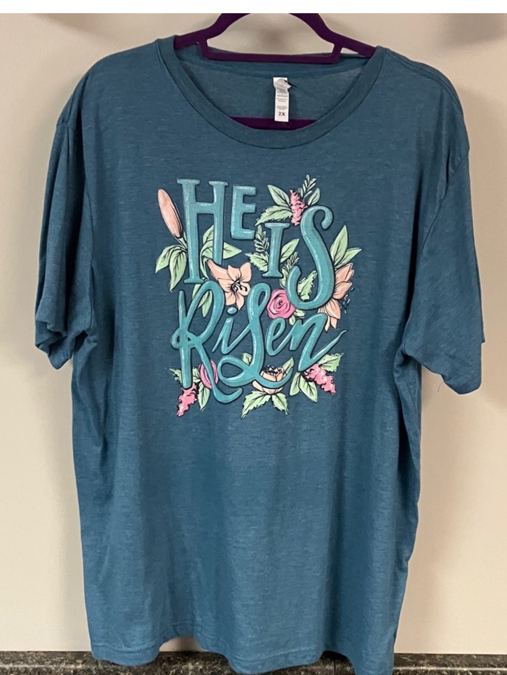 3/$15 ❤️  He is risen blue tee shirt 2x